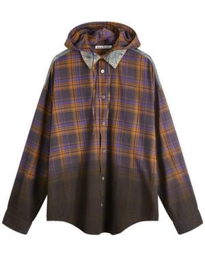 Acne Studios Saffia Washed Flannel Check Overshirt - Brown