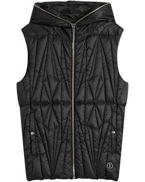 Rick Owens X Moncler Geocamo Flight Ziplock Hooded Vest - Black