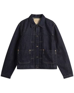 RRL Dockman Chain Stitch Trucker Jacket - Blue