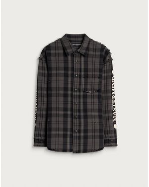 MASTERMIND WORLD Damaged Reversible Plaid Shirt - Black