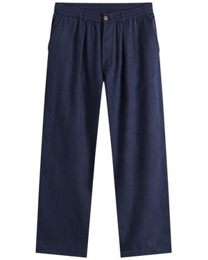 Universal Works Wool Herringbone Pleated Track Pant - Blue