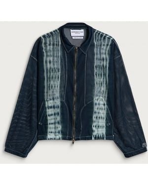 Nomarythm Textile Hand Dye Shibori Mesh Zip Shirt - Blue