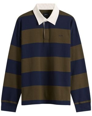 A.P.C. Isaac Block Stripe Rugby Shirt - Blue