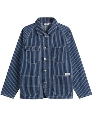 Service Works Pinstripe Denim Coverall Jacket - Blue