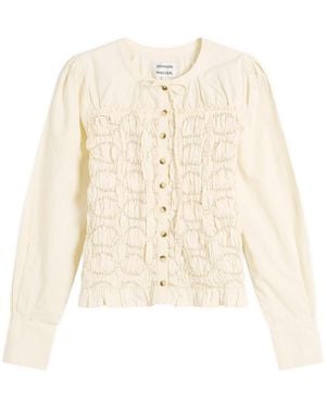 Damson Madder Elliana Smocked Cardigan - Natural