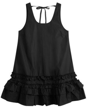Ganni Cotton Poplin U-Neck Mini Dress - Black