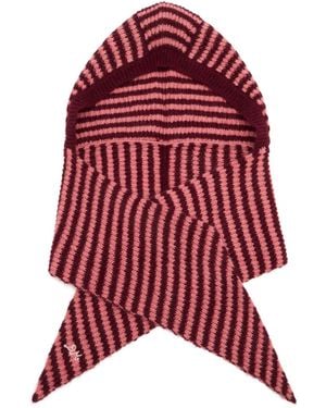 Damson Madder Tie Front Stripe Hood - Red