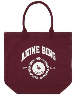 Anine Bing Leo Canvas Tote Bag - Red
