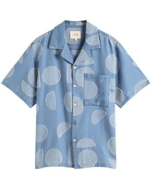Folk Relaxed Soft Collar Vacation Shirt - Blue