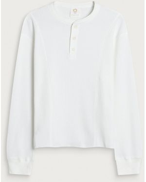 Ganter Henley Waffle Longsleeve - White