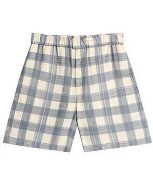 Jil Sander Relaxed Fit Check Shorts - Blue