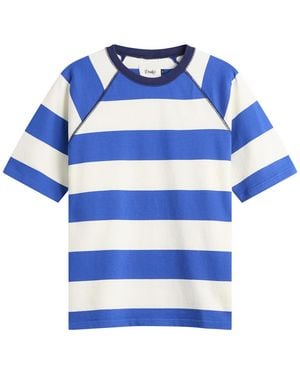 Drake's Block Stripe Raglan T-Shirt - Blue