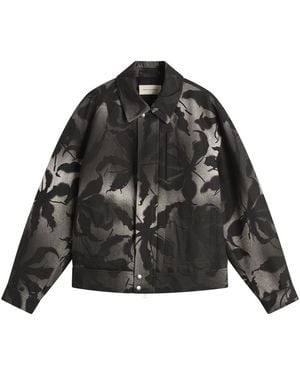 Dries Van Noten Spray Flower Print Cotton Jacket - Black
