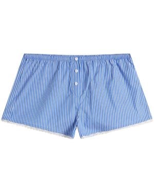 GOOD AMERICAN Poplin Lace Trimmed Boxer Shorts - Blue
