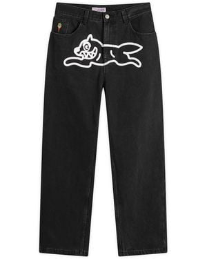 ICECREAM Running Dog Loose Straight Jeans - Black