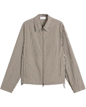 Moncler Checked Zip Up Shirt Jacket - Gray