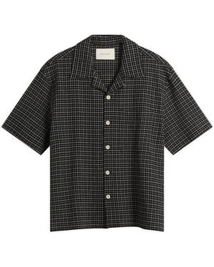 Cafe Mountain Loose Check Vacation Shirt - Black