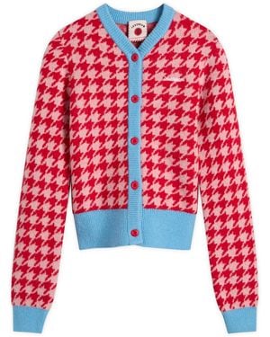 ICECREAM Houndstooth Knit Cardigan - Red