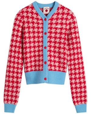 ICECREAM Houndstooth Knit Cardigan - Red