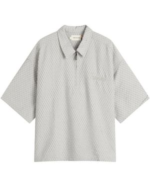 Honor The Gift Textured Knit Zip Polo - Grey