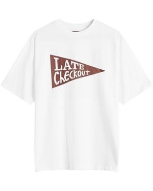 Late Checkout Burgundy Flag T-Shirt - White