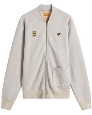 Human Made Heart Zip Jersey Bomber Jacket - Gray