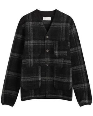 Universal Works Moh Check Fleece Cardigan - Black