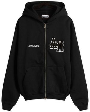 Annie Hood College Zip Hoodie - Black