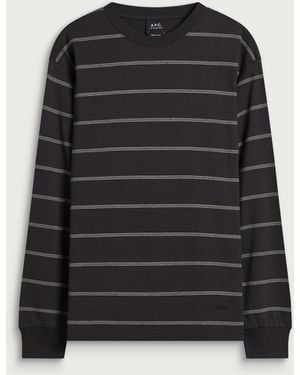A.P.C. Hugo Stripe Long Sleeve T-Shirt - Black