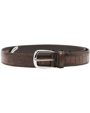 Anderson's Andersons Narrow Stitch Trimmed Alligator Print Belt - Brown