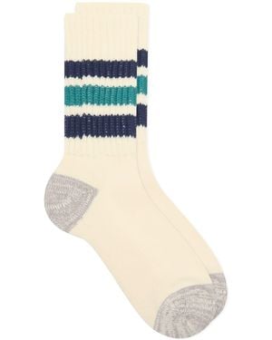 RoToTo Coarse Ribbed Old School Crew Sock - Blue