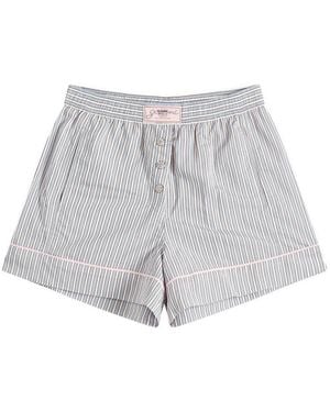 Ganni Yarn Dyed Stripe Elasticated Shorts - Grey