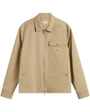 Moncler Gabardine Cotton Shirt Jacket - Natural