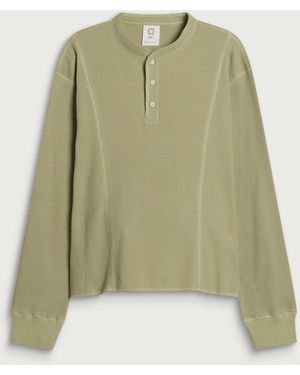Ganter Henley Waffle Longsleeve - Green