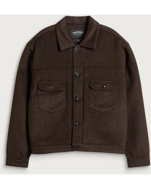 FRIZMWORKS Solid Wool Trucker Jacket - Brown