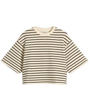 Anine Bing Myers Cropped Stripe T-Shirt - Metallic