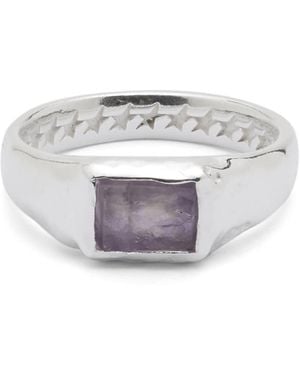 Twojeys Rectangular Florite Stone Ring - White