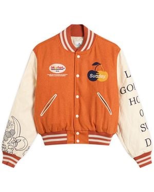 SUNDAYFRUITMARKET Golden Hour Varsity Jacket - Orange