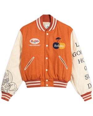 SUNDAYFRUITMARKET Golden Hour Varsity Jacket - Orange