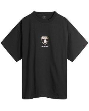 Balenciaga Lamborghini Shield Dry Jersey Boxy T-Shirt - Black