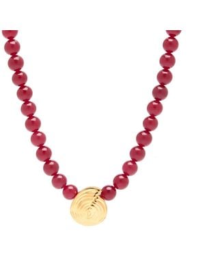 Missoma Spiral Gemstone Beaded Pendant Necklace - Red