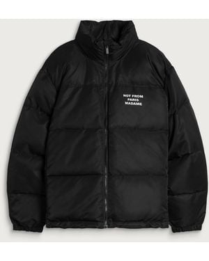 Drole de Monsieur Slogan Puffer Jacket - Black