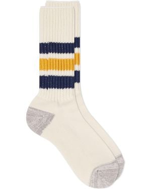 RoToTo Coarse Ribbed Old School Crew Socks - Blue