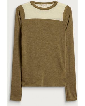 AURALEE Fluffy Cashmere Long Sleeve T-Shirt - Green