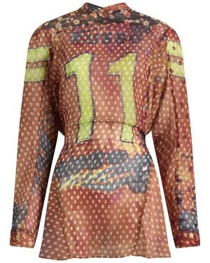 PAOLINA RUSSO Long Sleeve Short Dress - Red