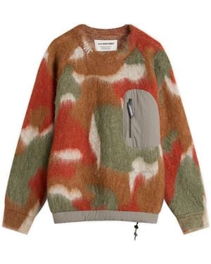 and wander Mixed Colour Shaggy Knit Jumper - Brown
