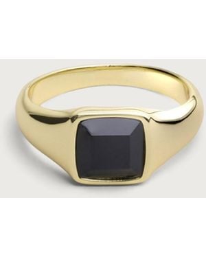 Common Lines Onyx Cushion Signet Ring - Metallic