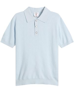 CASABLANCA Pointelle Monogram Polo - Blue