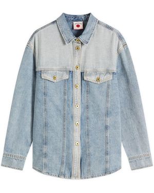 ICECREAM Applique Running Dog Denim Shirt - Blue