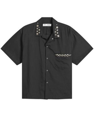 Toga Toga Plain Weave Metal Short Sleeve Shirt - Black